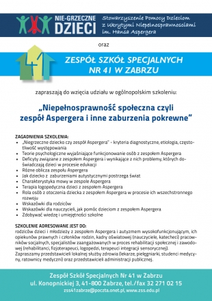 Szkolenie „Niepełnosprawność społeczna czyli zespół Aspergera i inne zaburzenia pokrewne”